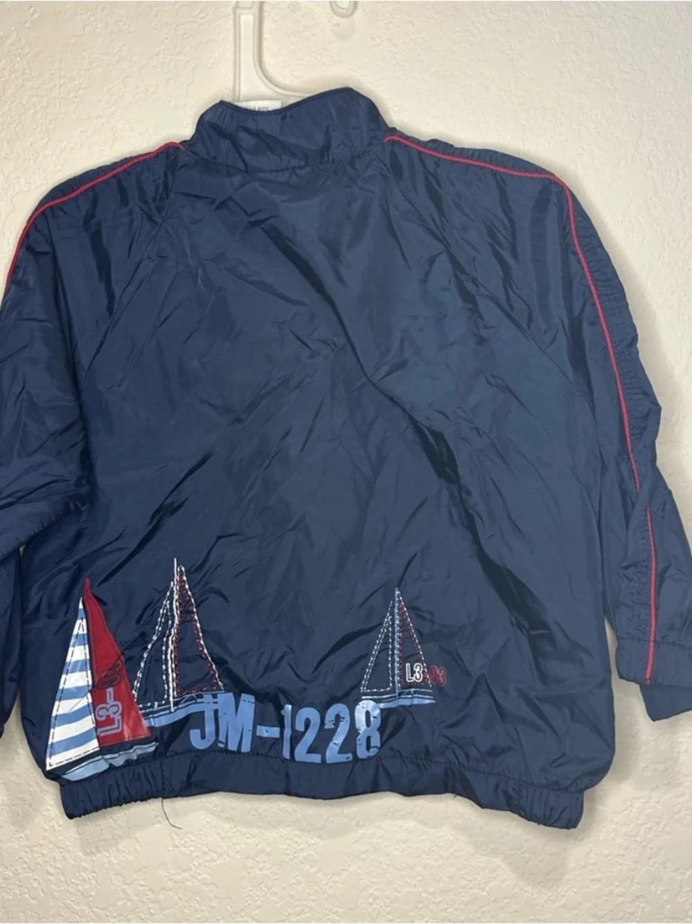 Y2K Koala Kids Navy Nautical/ Sail boat Windbreaker Jacket with Sail Patch 18 M